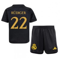 Real Madrid Antonio Rudiger #22 3rd trikot Kinder 2023-24 Kurzarm (+ Kurze Hosen)